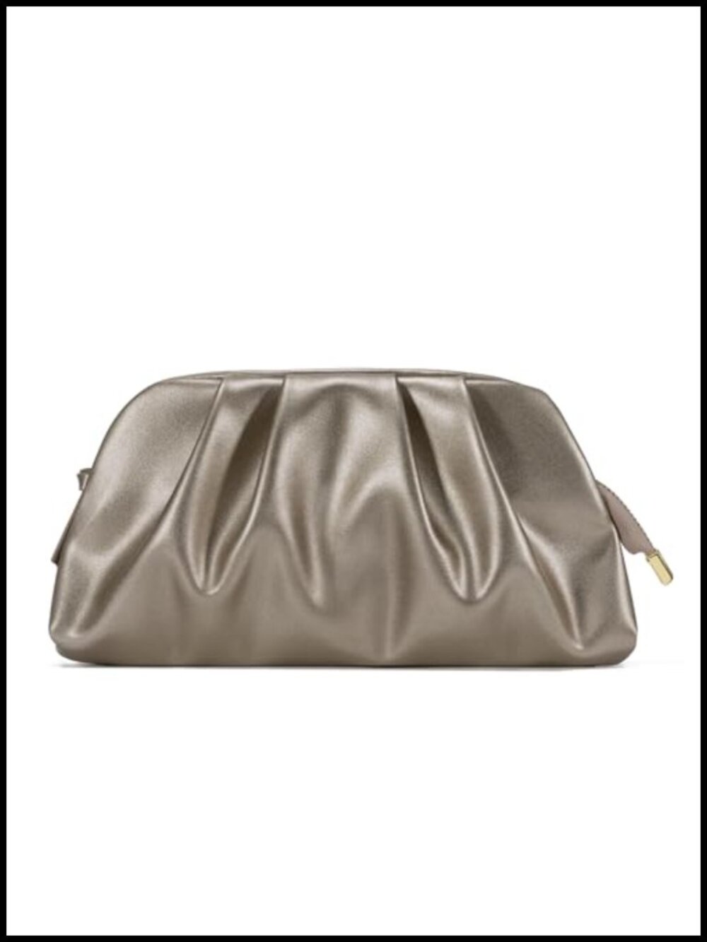 Vegan Leather Pleated Clutch with Detachable Chain Strap for Wedding Party